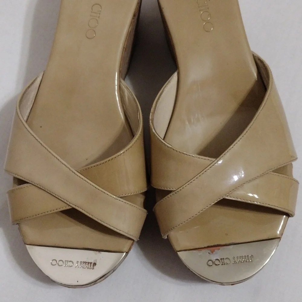 Jimmy Choo Prima Cork Wedge Platform Sandals 36.5 / 5.5 Designer Luxury Shoes
